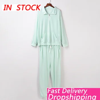 

Autumn Women Leisure Pants and Top Set Women Pajamas Print Sets Leisure Wear Lounge Wear Suit Home Tops+Pants 2 Pieces 2020