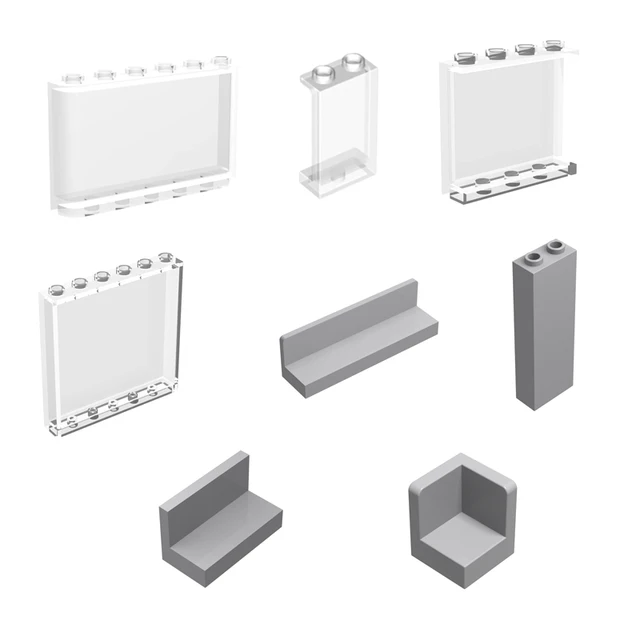 Building Blocks Accessories Part The Wall Panel Display Window Transparent Color DIY Parts 60581/44728/6231 Compatible with LEGO 1