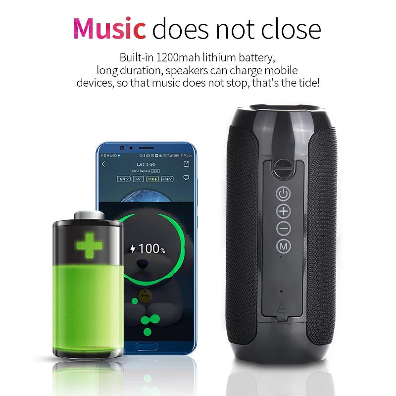 Portable Speaker Wireless Bluetooth Speakers TG117 Soundbar Outdoor Sports Waterproof Support TF Card FM Radio Aux Input