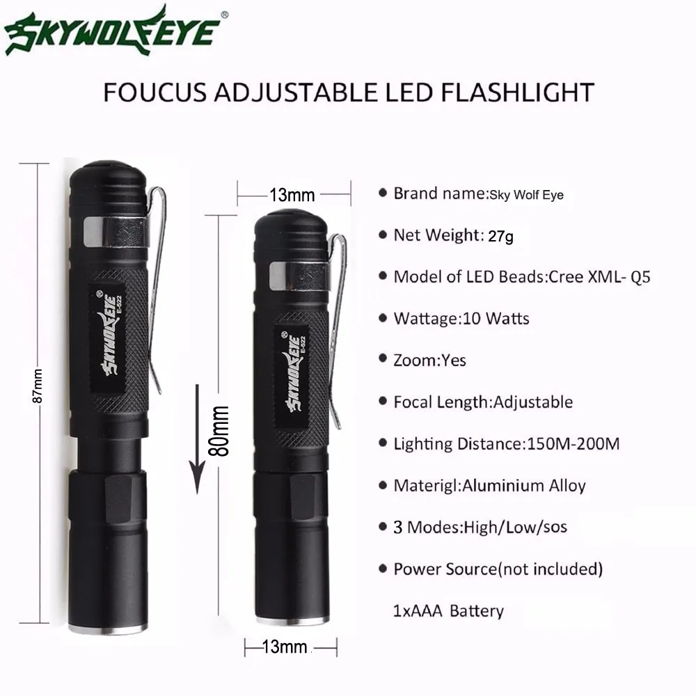 Sale Super Mini 3000lm Zoomable Cree Q5 Led Flashlight 3 Mode Torch Super Bright Light Lamp Outdoor Bicycle Accessories #N 3