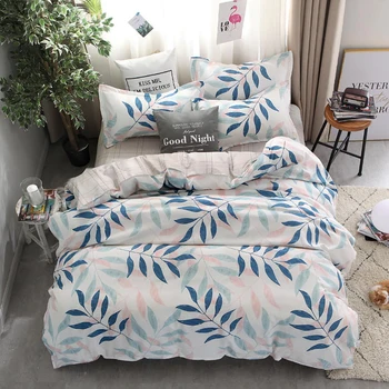 

Thumbedding King Size Bedding Set Leaves Fresh Classic Simple Duvet Cover Nature Queen Twin Full Single Unique Design Bed Set