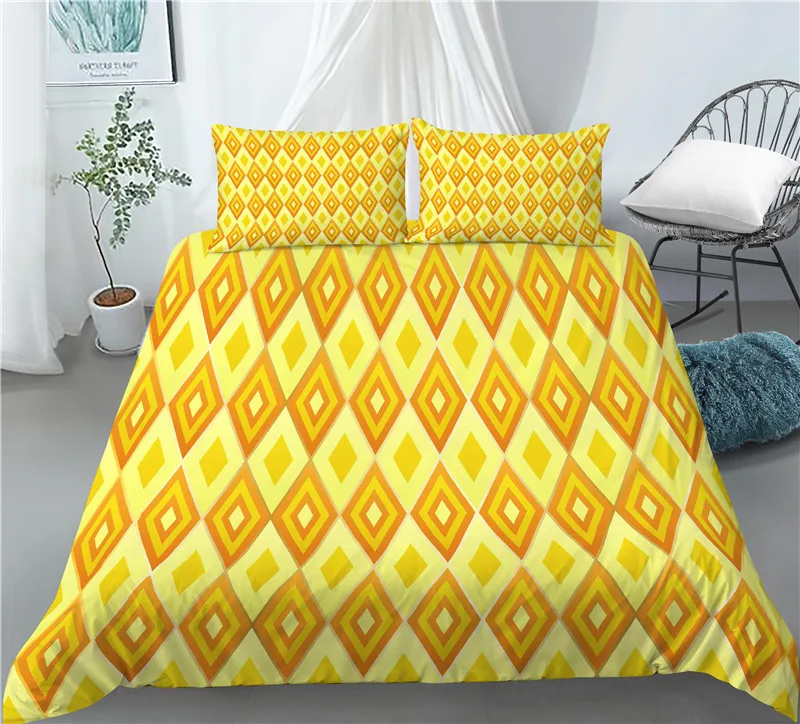 Home Living Luxury 3D Geometry Print 2/3Pcs Comfortable Duvet Cover PillowCase Bedding Sets Queen and King EU/US/AU Size