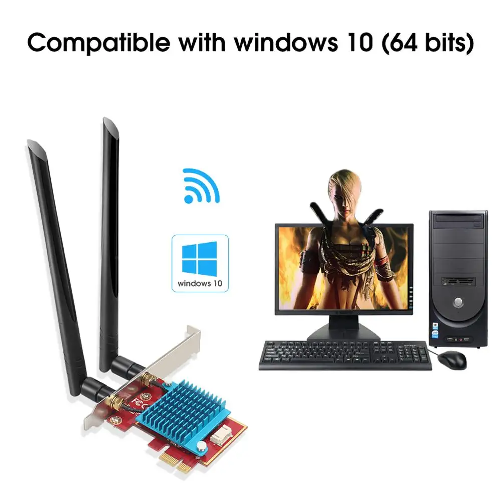 AX200 Wi fi адаптер 5 ГГц 6 Intel AX200ngw pci антенна ключ Bluetooth Сетевая карта PCI Express|Сетевые