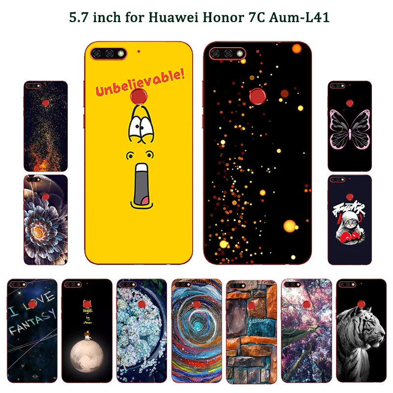 Для Huawei Honor 7C Aum-L41 черный матовый чехол для телефона окрашенный Мягкий
