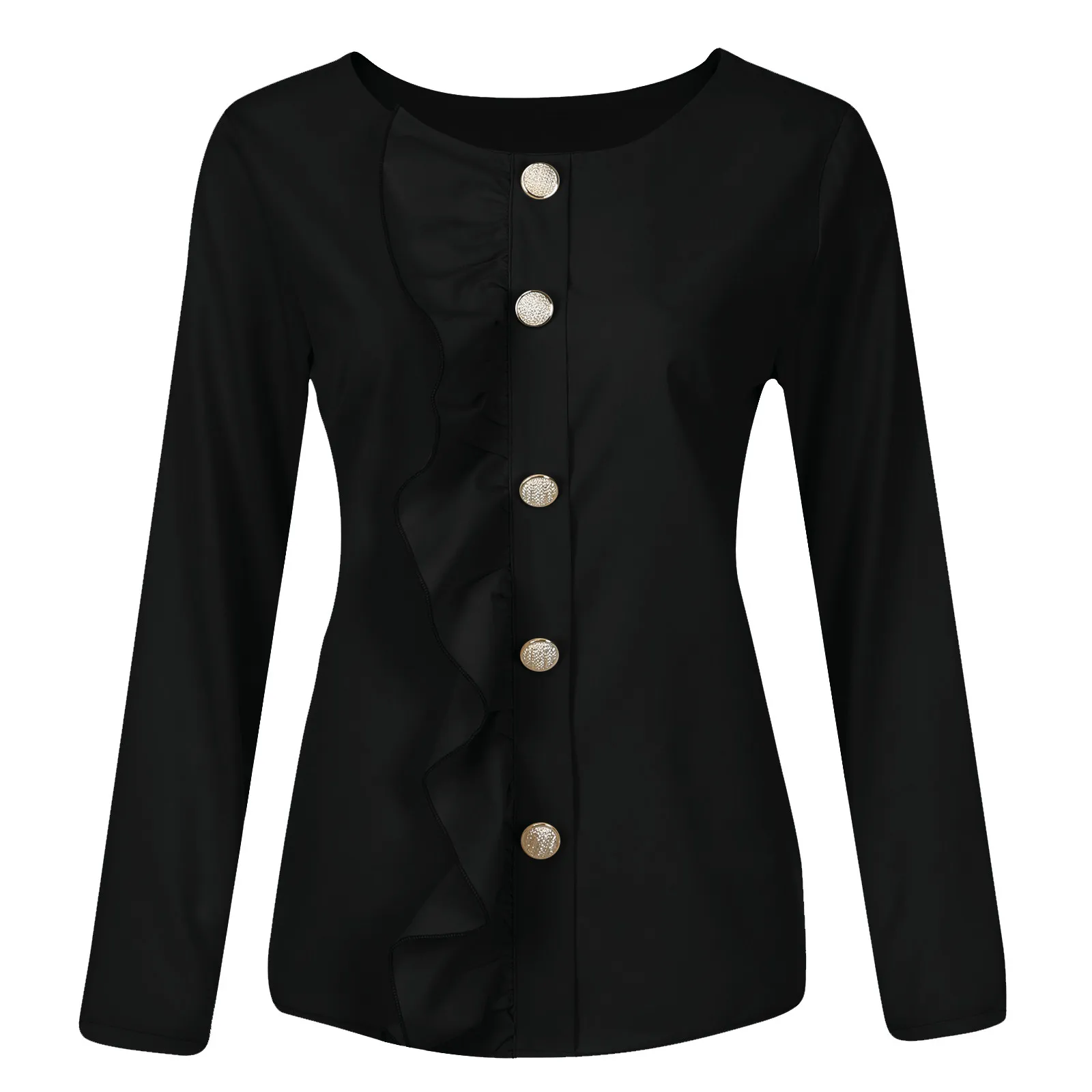 2020 Blouses & Shirts Women Fashion Long Sleeve Round Neck Camicia Women blusas mujer de moda 2020 рубашка женская 2