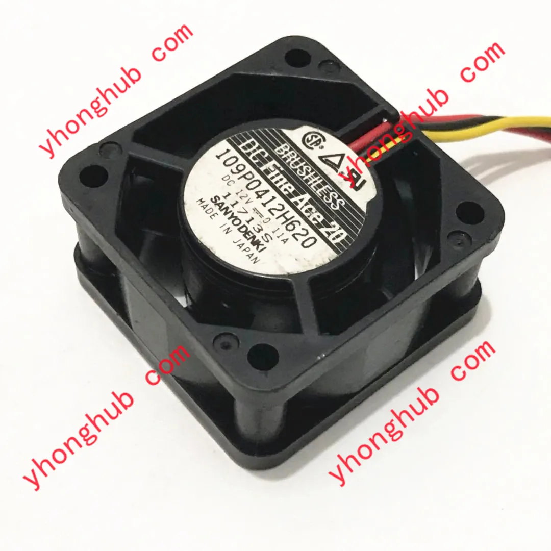 Sanyo Denki 109P0412H620 DC 12V 0.11A 3-Wire 40x40x20mm Server Cooling Fan