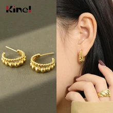 Kinel 925 Sterling Silver Earrings Korea Jewelry Double Row Hoop Ball Circle Stud 18K Gold Silver 925 Bijoux Free Delivery Kinel 925 Sterling Silver Earrings Korea Jewelry Double Row Hoop Ball Circle Stud 18K Gold Silver 925 Bijoux Free Delivery