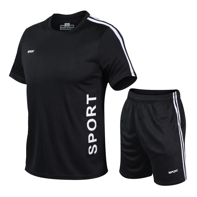 

Brand Summer 2020 New Men's Sets Tracksuit T Shirts+shorts Two Pieces Sets Casual O-Neck Basketball Sweatsuit Men Sport Suit