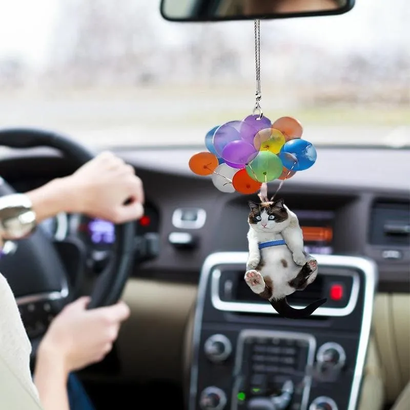 Creativity Cat Car Rearview Mirror Pendant Auto Interior Hanging Ornaments 