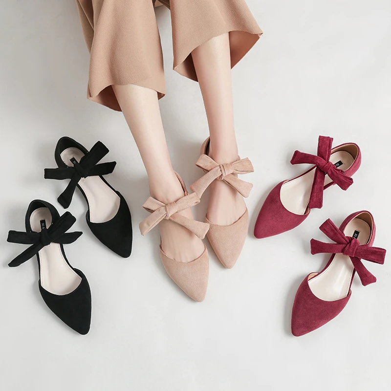 Flats with ankle bow Clearance