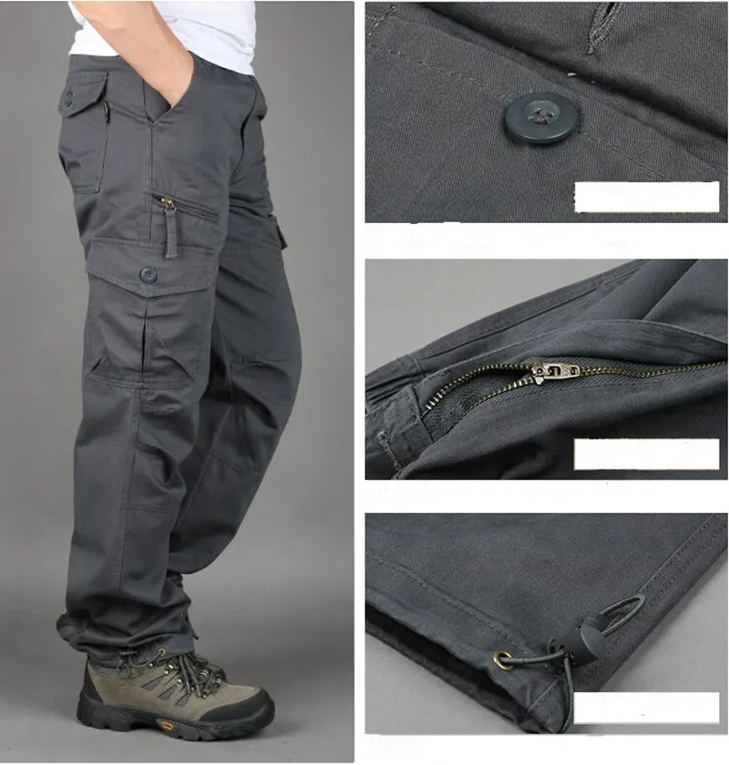 Billige Winter Dicke Warme Cargo Hosen Männer Doppel Schicht Baumwolle Fleece Hosen Overalls Rip Stop Militär Armee Taktische Kampf Baggy hose