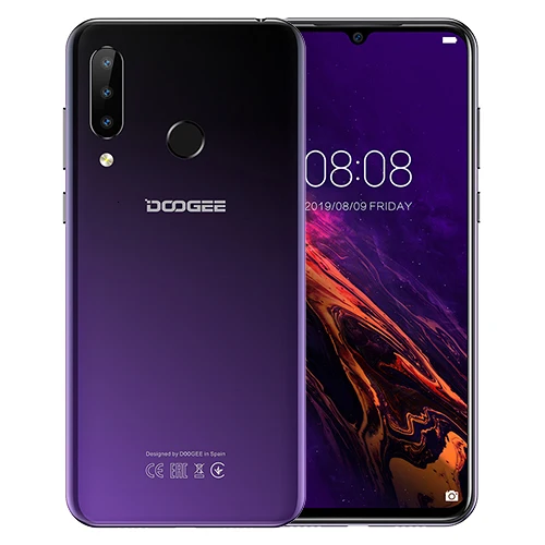 DOOGEE N20 смартфон 6," 4 Гб ОЗУ 64 Гб ПЗУ отпечаток пальца 16 МП Тройная задняя камера MT6763 Восьмиядерный мобильный телефон 4350 мАч 4G LTE - Цвет: Purple