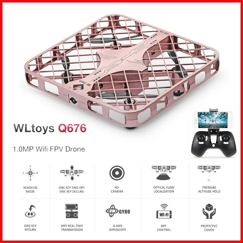 WLtoys Q676 Flycool 1.0MP Wifi FPV Дрон оптический поток позиционирования высота Удержание один ключ возврат RC Квадрокоптер Дрон игрушки