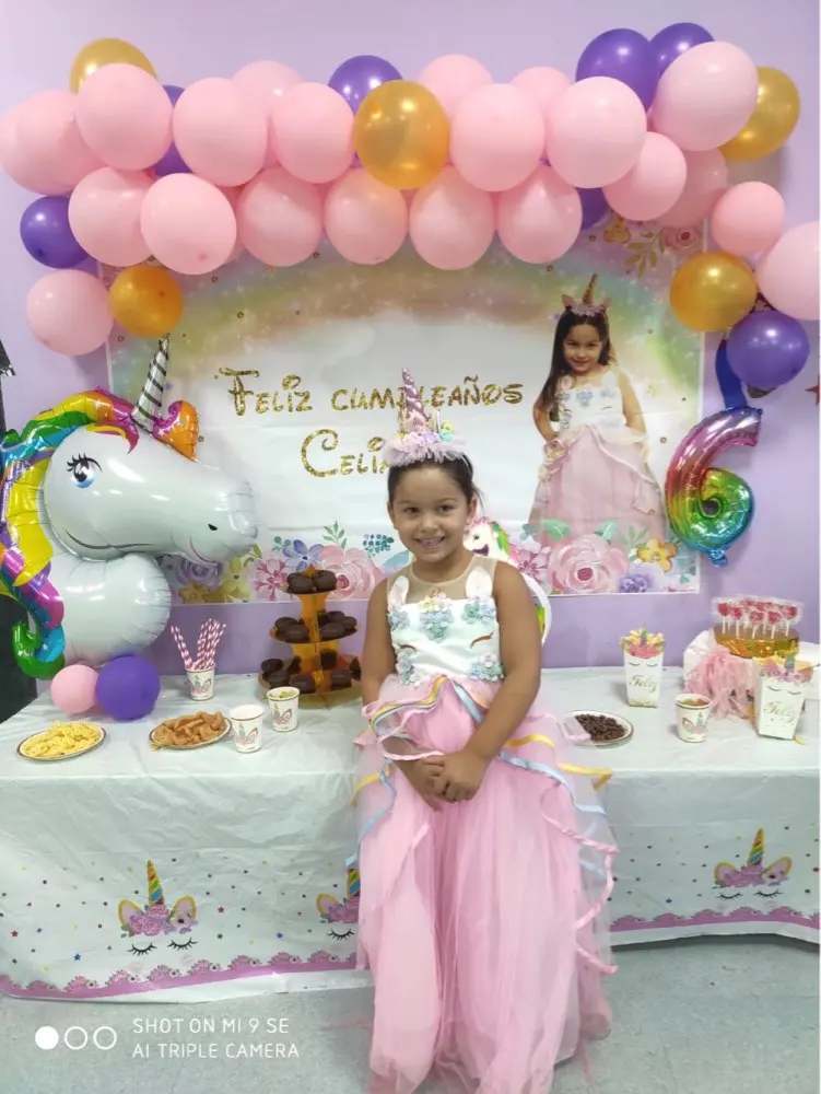 Unicorn Rainbow Happy Birthday Party Backdrop Flower Gold Glitter Unicorn Baby Shower Girl First Birthday Photography Background photo backdrop