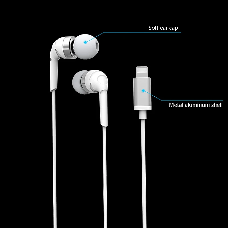 NITIKA Headphones with Connector Microphone for Apple MFi Headset Wired Noise Earphones for iPhone 120CM