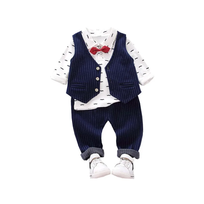 New Autumn Trendy Children Clothes Baby Boys Girls Print Vest Shirt Pants 3pcs/set Spring Kids Infant Clothing Toddler Tracksuit | Детская