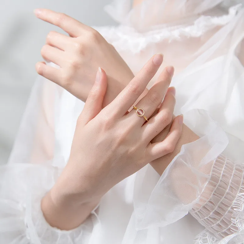 INZATT Настоящее серебро 925 проба Клубника Кристалл круглое кольцо для модных женщин вечерние милые ювелирные изделия аксессуары подарок