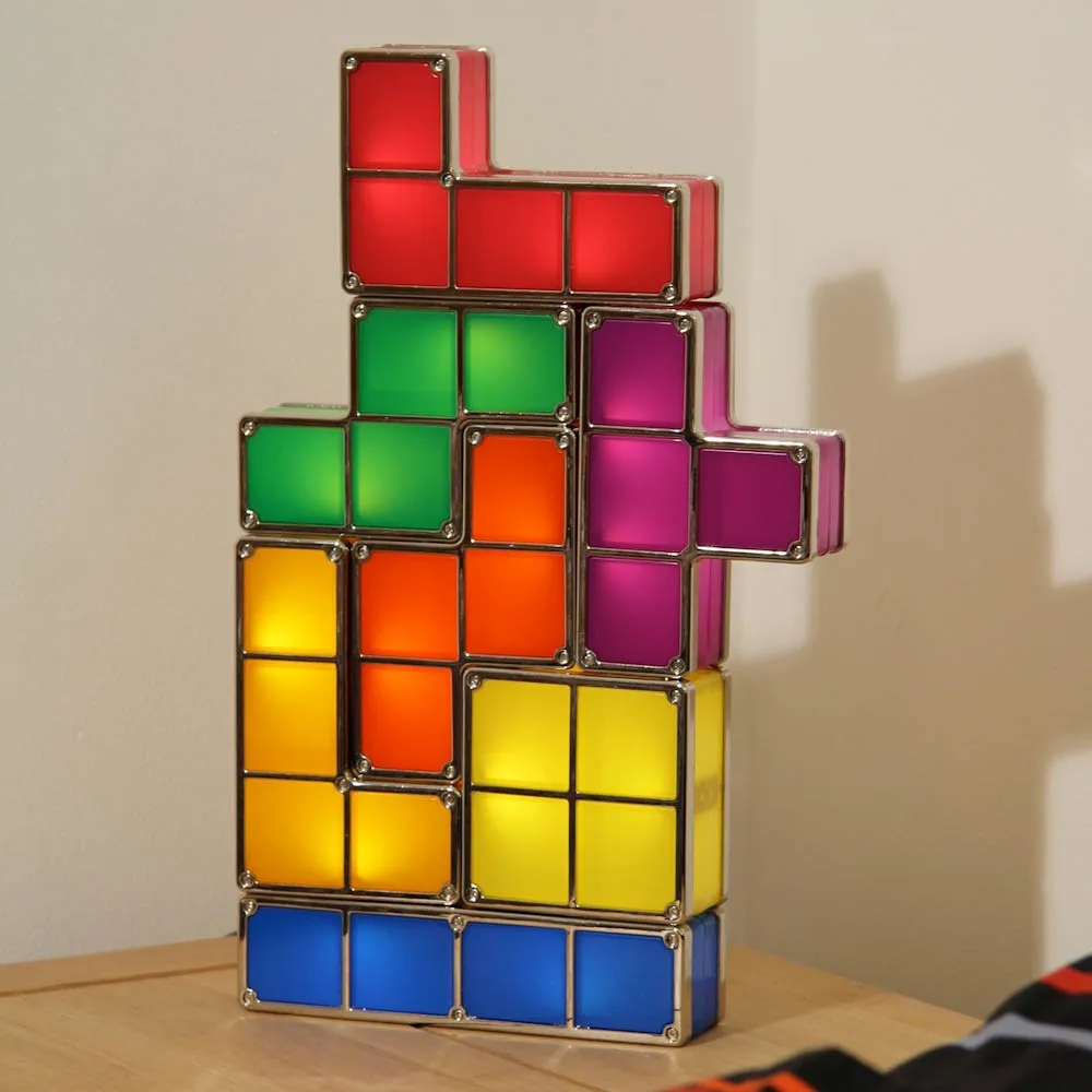 Тетрис-головоломки свет Штабелируемый светодиодный настольная лампа конструктивный блок ночник 3D Ретро игрушечная башня лампа ребенок цветной Кирпич игрушка