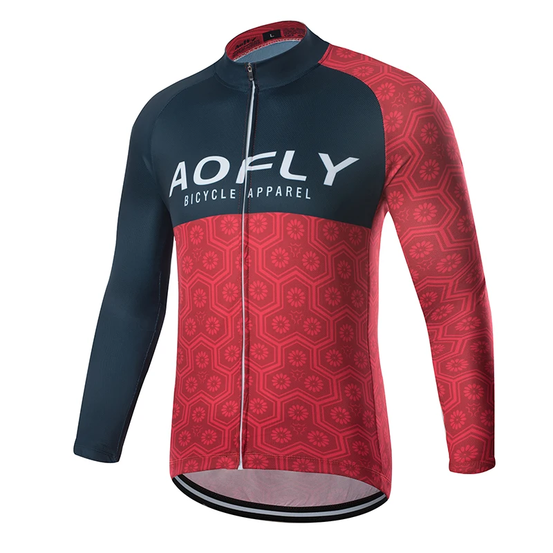 Thin top Aofly,, дышащая, с длинным рукавом, Pro Team, высокое качество, для велоспорта, Джерси, для горного велосипеда, одежда, сохраняет тепло, в тепле, флисовое пальто - Цвет: Thin top