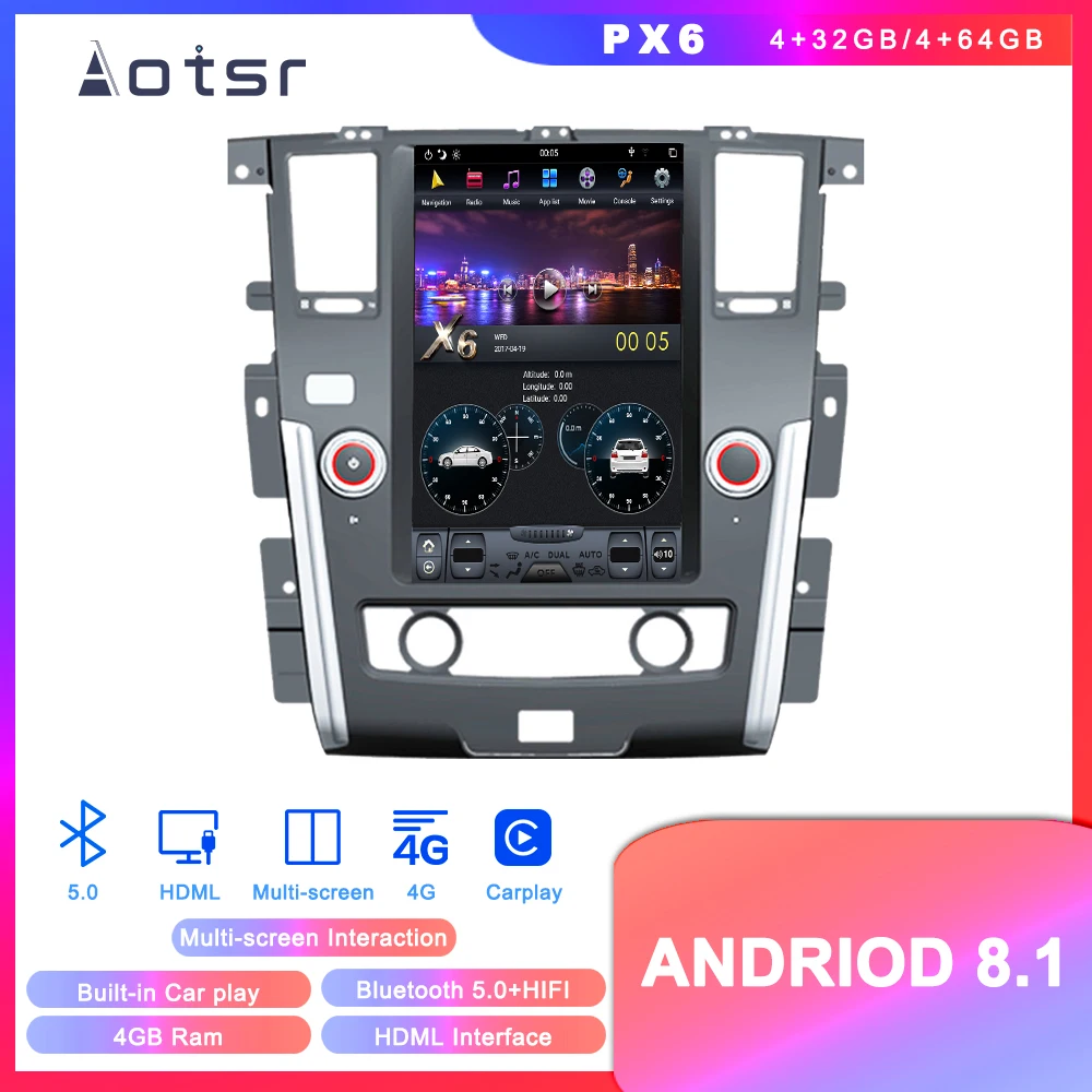 Cheap Tesla Styel Android 8.1 Car DVD player GPS Navigation For Nissan Patrol 2010-18 Auto Stereo Multimedia Head Unit recorder Player 0