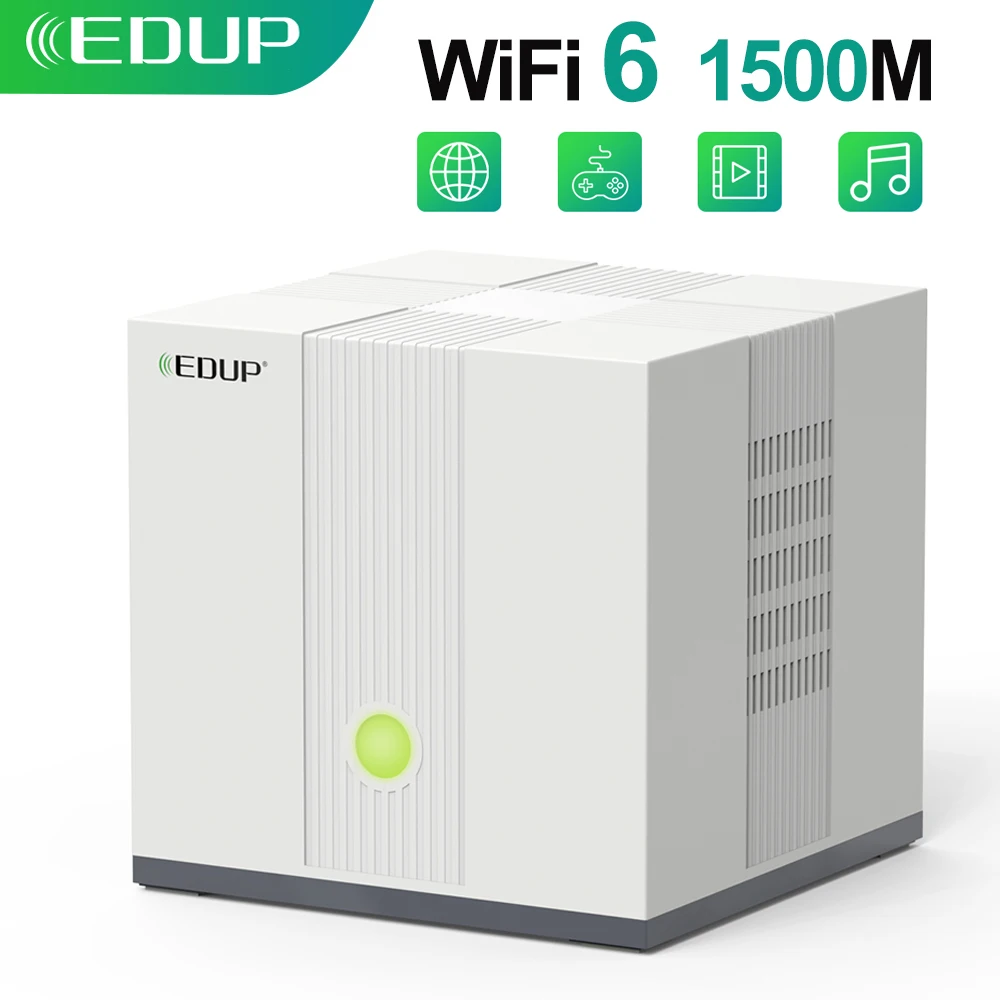 

EDUP 1500M WiFi 6 Routers Dual Band 2.4G/5Ghz AX1500 Gigabit Rate Wireless Internet Router with USB 3.0 WLAN LAN for Home Soho