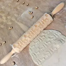 Деревянная Скалка тесто выгравированный ролик Рождественская Снежинка Лось DIY инструмент булавка для выпечки печенье лапша печенье, фондан, пирог тесто