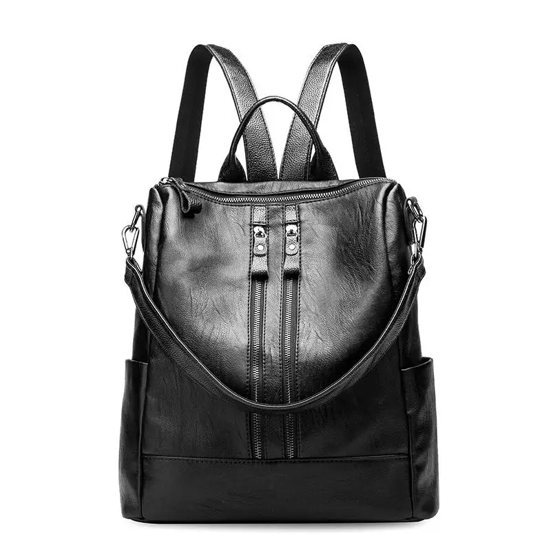 Модный рюкзак для мамы, новинка, Европейская и американская мода, кожаные сумки для путешествий, многофункциональная сумка для мам - Цвет: Black