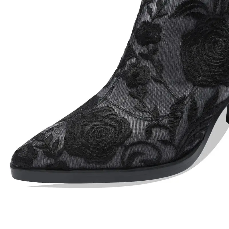 ALLBITEFO/пикантные брендовые цветок из текстиля украшения Обувь на высоком каблуке, женские ботильоны, женские ботинки модные стильные весна-осень женские высокие сапоги