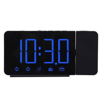 

LED Digital 2 Alarm Clock USB Electronic Watch Wake Up FM Radio Time Projector