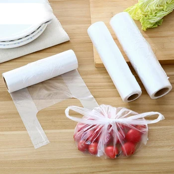

100Pcs/Roll Roll Disposable Vest Design Food Storage Grip Seal Bag Saver Saran Wrap Plastic Bags Home Kitchen Organization