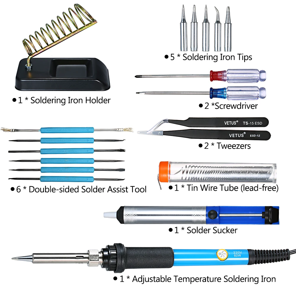 Электрический паяльник Набор Регулируемая температура 110 В 220 в 60 Вт паяльная станция пайка с пинцет отвертка сварочный инструмент