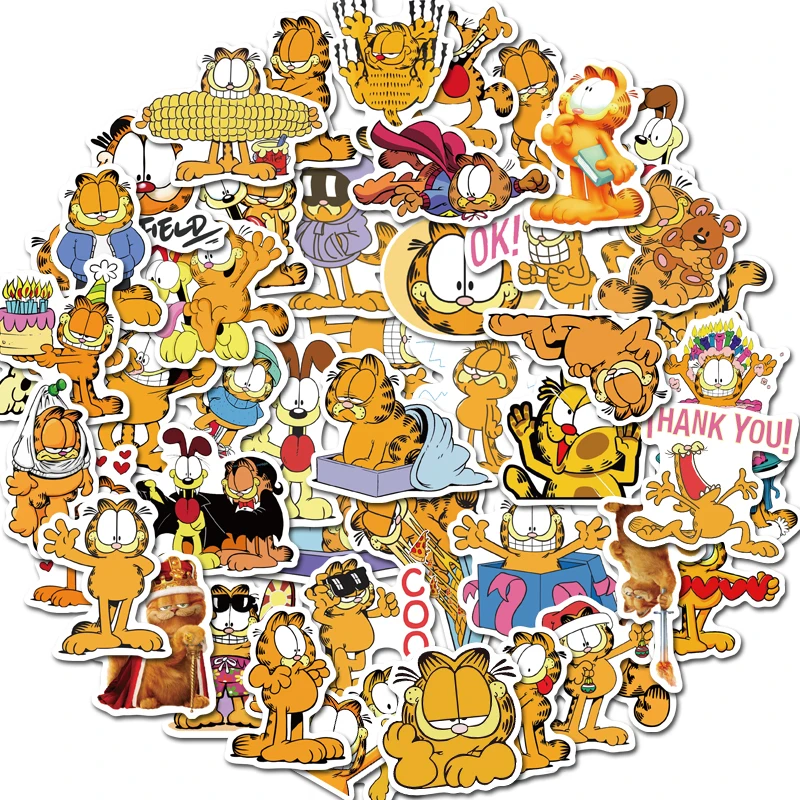 50 pcs garfield sticker Cartoon stickers Anime stickers for DIY Luggage Laptop Skateboard  Motorcycle Bicycle stickers