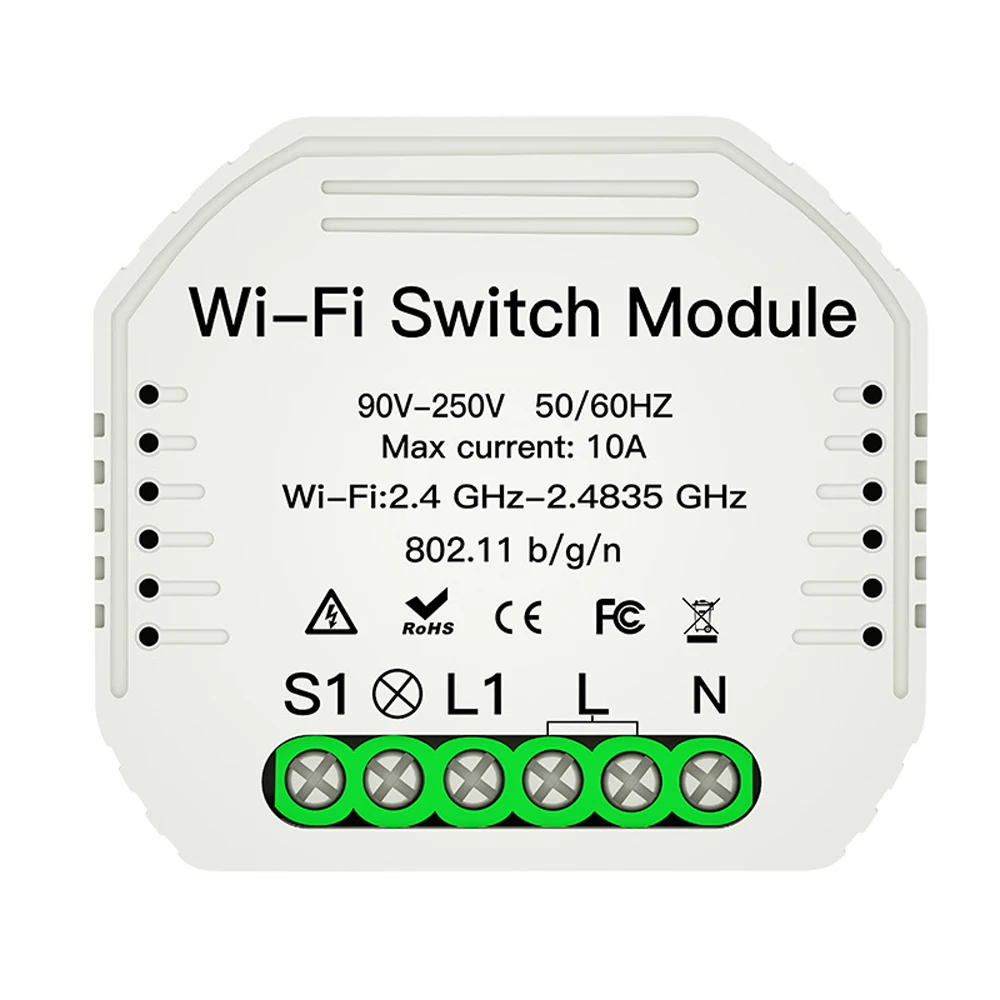 

Hidden Type Intelligent ON/OFF WiFi Switch DIY Module Support Smartlife/Tuya APP Works with Alexa