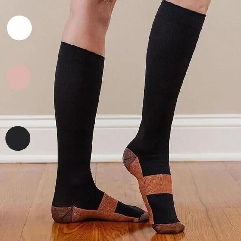 Компрессионные носки для мужчин и женщин, S-L, медь, 20-30 мм рт. Ст., носки для велосипедистов, баскетбола, носки для футбола, кемпинга