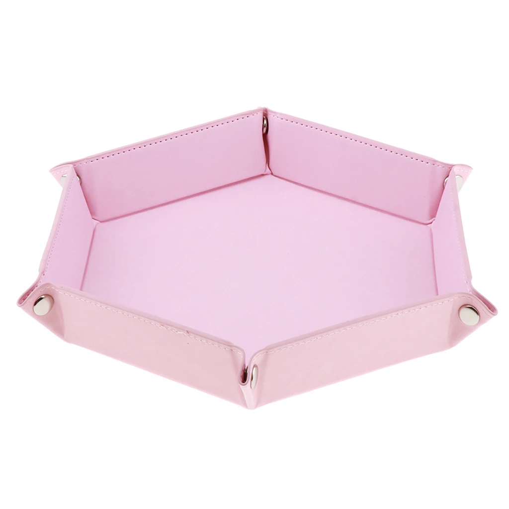 Dice Holder PU Leather Folding Hexagon Tray for RPG, DND and Other Table Games