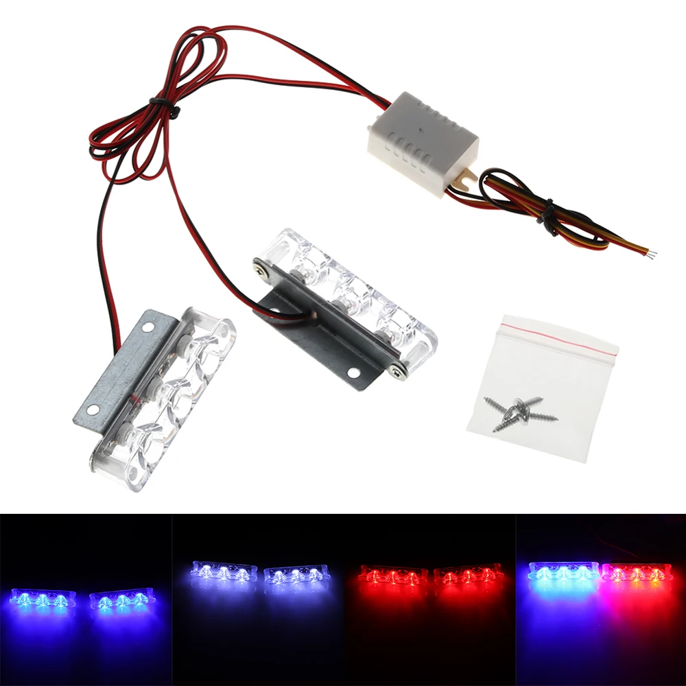 

2Pcs 3 LED Strobe Light 6W Police Flashing Warning Led Brake Light Lamp DC 12V Car Truck Motorcycle Rear Brake Stop Led Lights