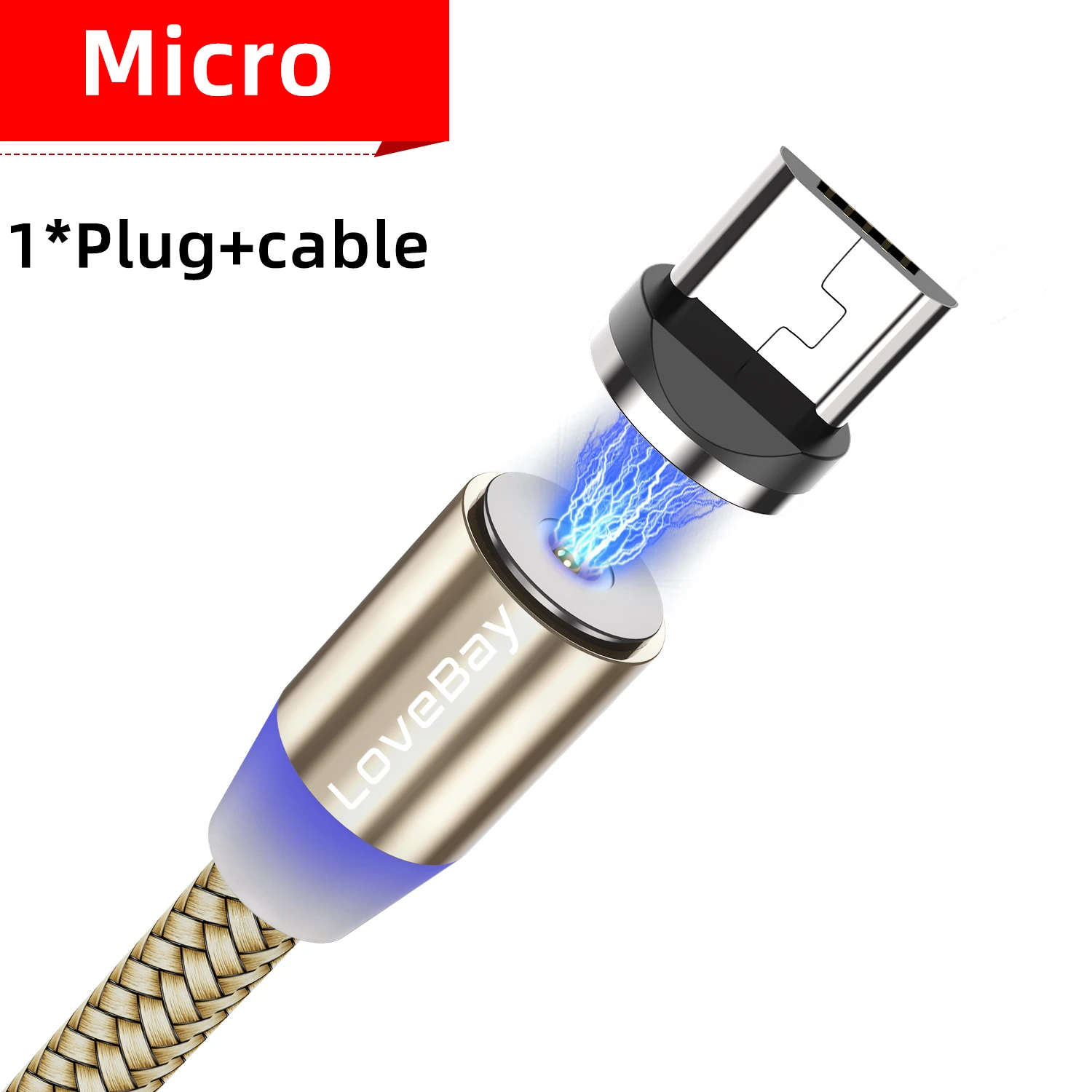 Lovebay Магнитный USB кабель для быстрой зарядки для Iphone TYPE-C Micro USB шнур Магнит Micro USB кабель для мобильного телефона USB шнур - Цвет: Golden for micro