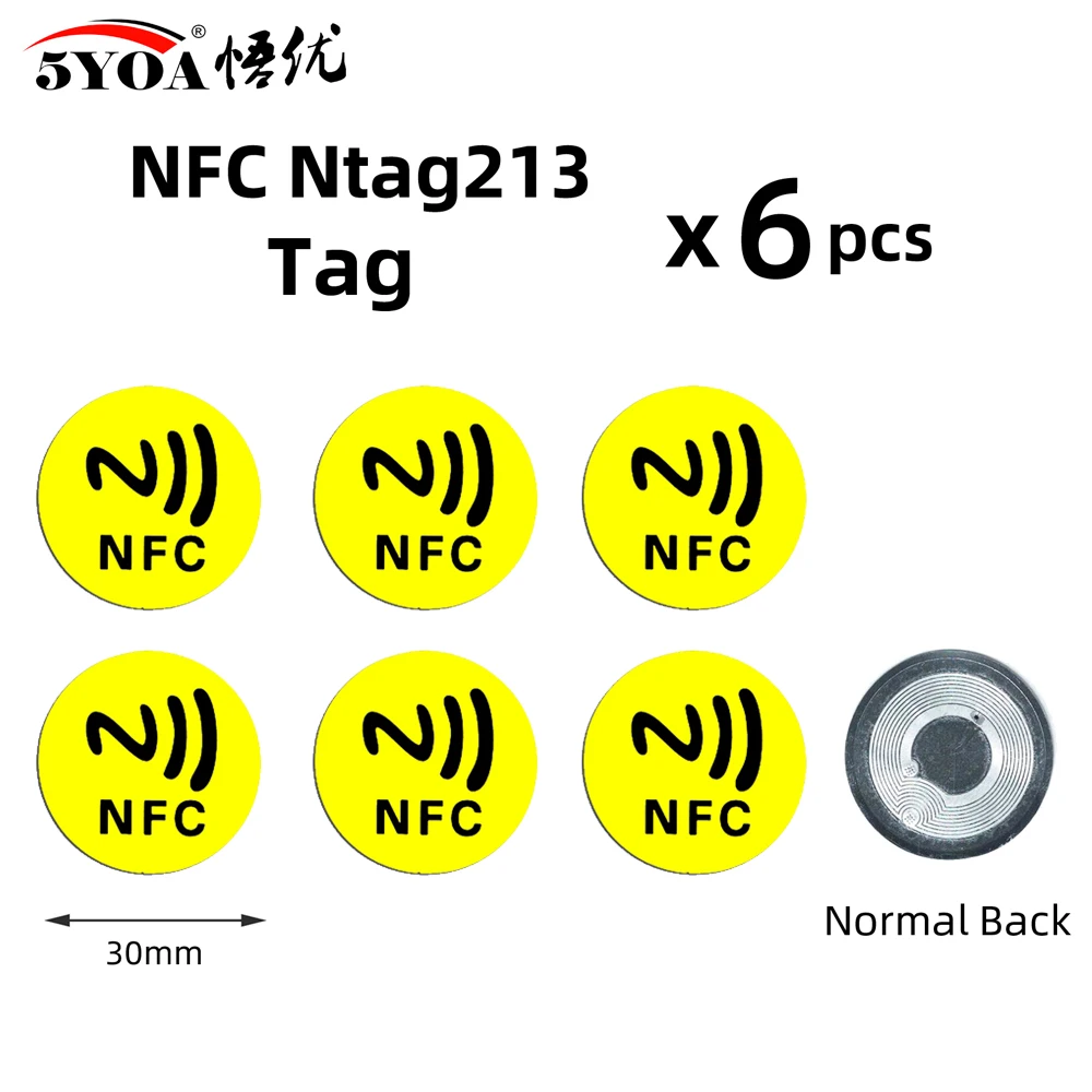 electronic gate lock 6pcs NFC Ntag213 TAG Sticker Ntag 213 for Huawei 13.56MHz Universal Label RFID Key Token Patrol Ultralight Tags best smart door lock Access Control Systems