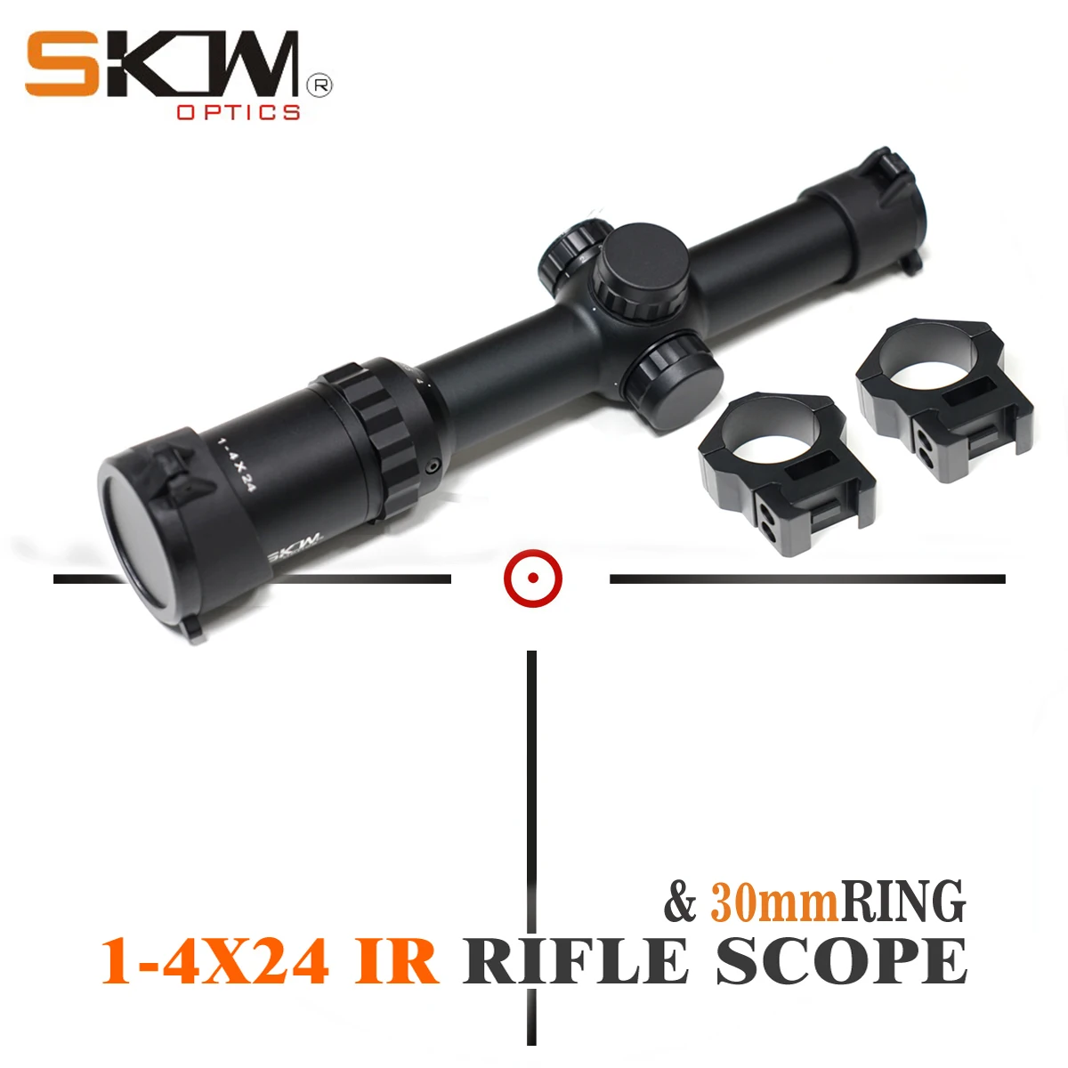 Тактический винтовочный прицел SKWoptics 1 4x24IR 30 мм кольца Охотничий 223 .308 ar15