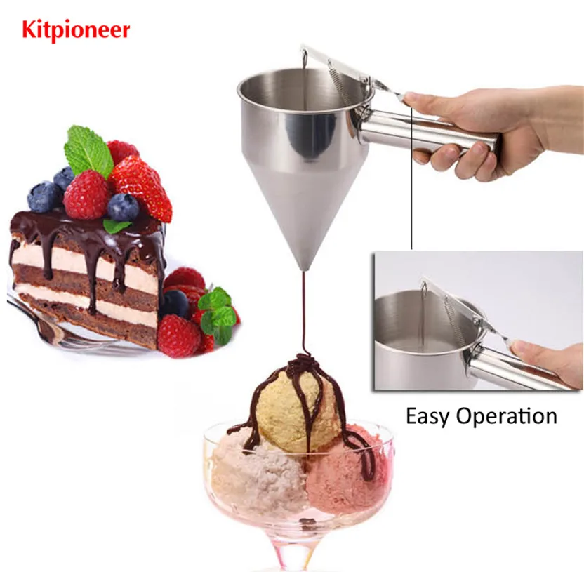 Stainless Steel Donut Dispenser Pancake Paste Distributor Cupcake Waffle Batter Funnel Pannekoek Maker Tool