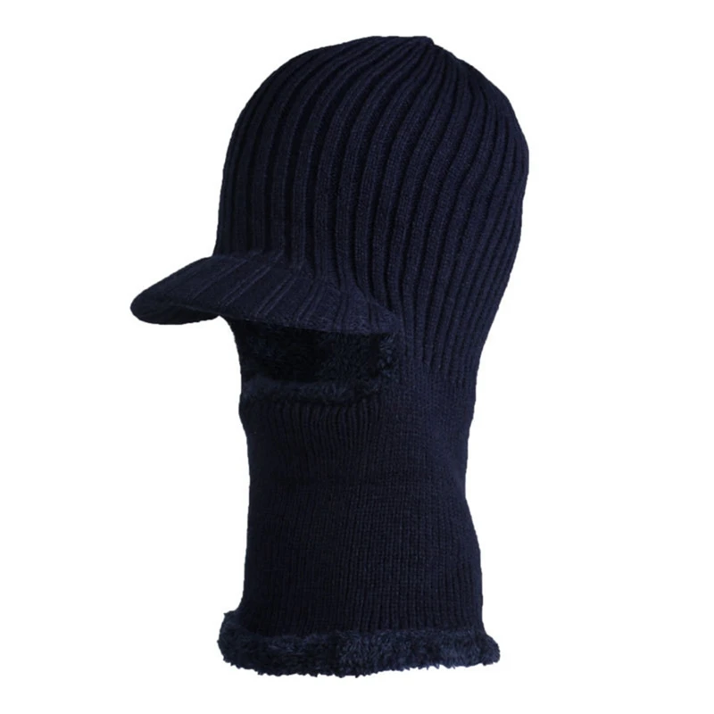 Балаклава маска Gorras Bonnet вязаная шапка зимние шапки для мужчин Skullies Beanie шапка зимняя шапка для мужчин и женщин шерстяной шарф шапка s комплект - Цвет: NV