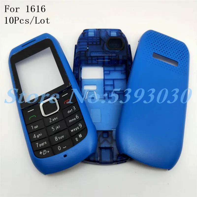 10 шт./лот, чехол для Nokia 1616, полный комплект, корпус для мобильного телефона, крышка батареи, дверная рама с клавиатурой