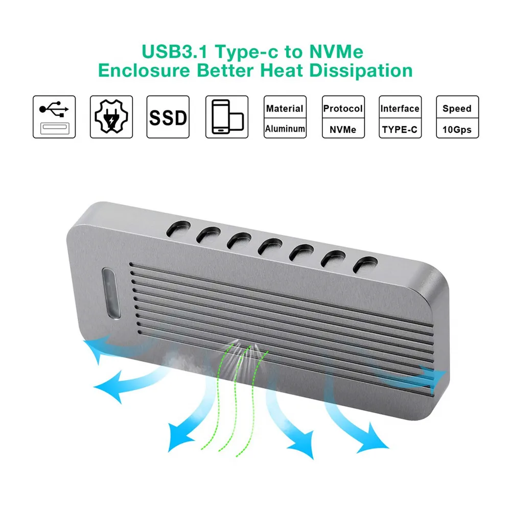 Алюминиевый внешний M.2 до 10 Гбит/с USB 3 1 Тип C NVMe PCIe 0 SSD Корпус чехол M Key NGFF