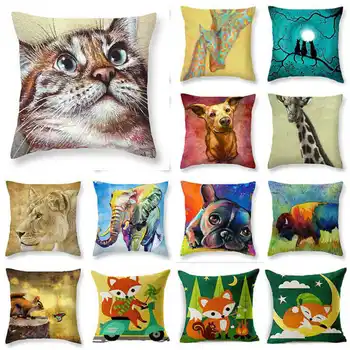 

Cute Animal Cute Friends Cotton Linen Throw Pillowcase Cushion Case Home Soft Room Gifts Single Sides Printing
