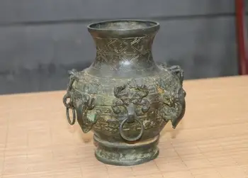 

China Folk old Bronze bull ox Sheep Wild beast Palace Jar Pot Bottle Crock