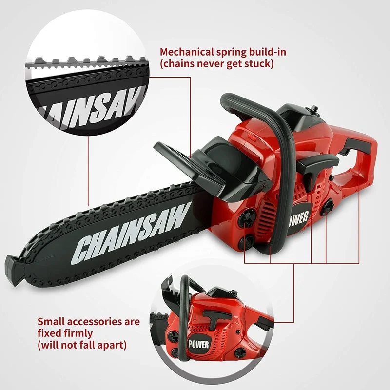 Chainsaw Toy Tool Play Set Outside Construction Work Shop Toy Outdoor Preschool Gardening Lawn Gift for Kids Boys and Girls