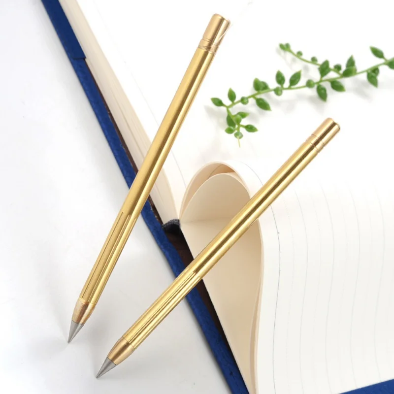 

Retro Brass Inkless Pen Pure Brass Metal No-ink Pen Copper Gift Pen Stylus Everlasting Pencil Outdoor Travel