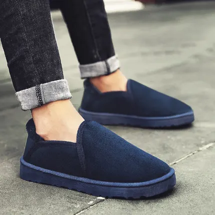 Snow boots men's winter Martin boots tide shoes thickening plus velvet warm cotton shoes a pedal bread shoes - Цвет: Синий
