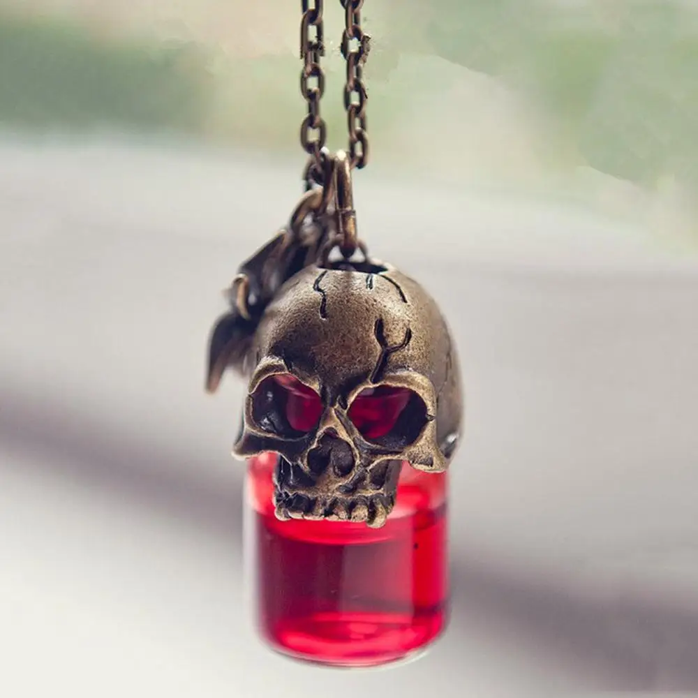

Rinhoo Charms Pendant Glass Necklace For women Couple Character Jewelry Gift Halloween Prank Necklace Gothic Retro Blood Bottle