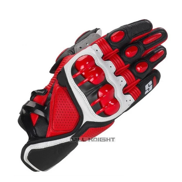 Красный, черный и белый перчатки для езды на мотоцикле Мотоцикл Скутер кожаные перчатки